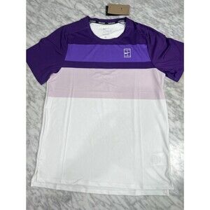 Nike Court Dri-Fit Advantage Tennis Shirt White Purple Men’s Small FZ9845-507